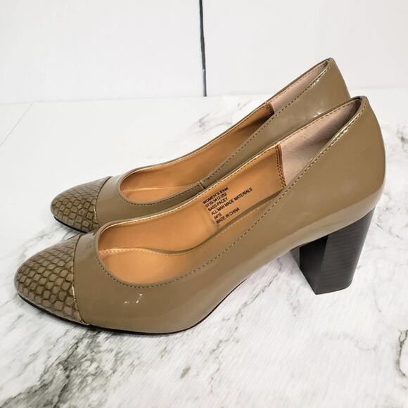 Bass Pacey Faux Snakeskin Patent Leather Pumps Heels 8.5 - Picture 8 of 8